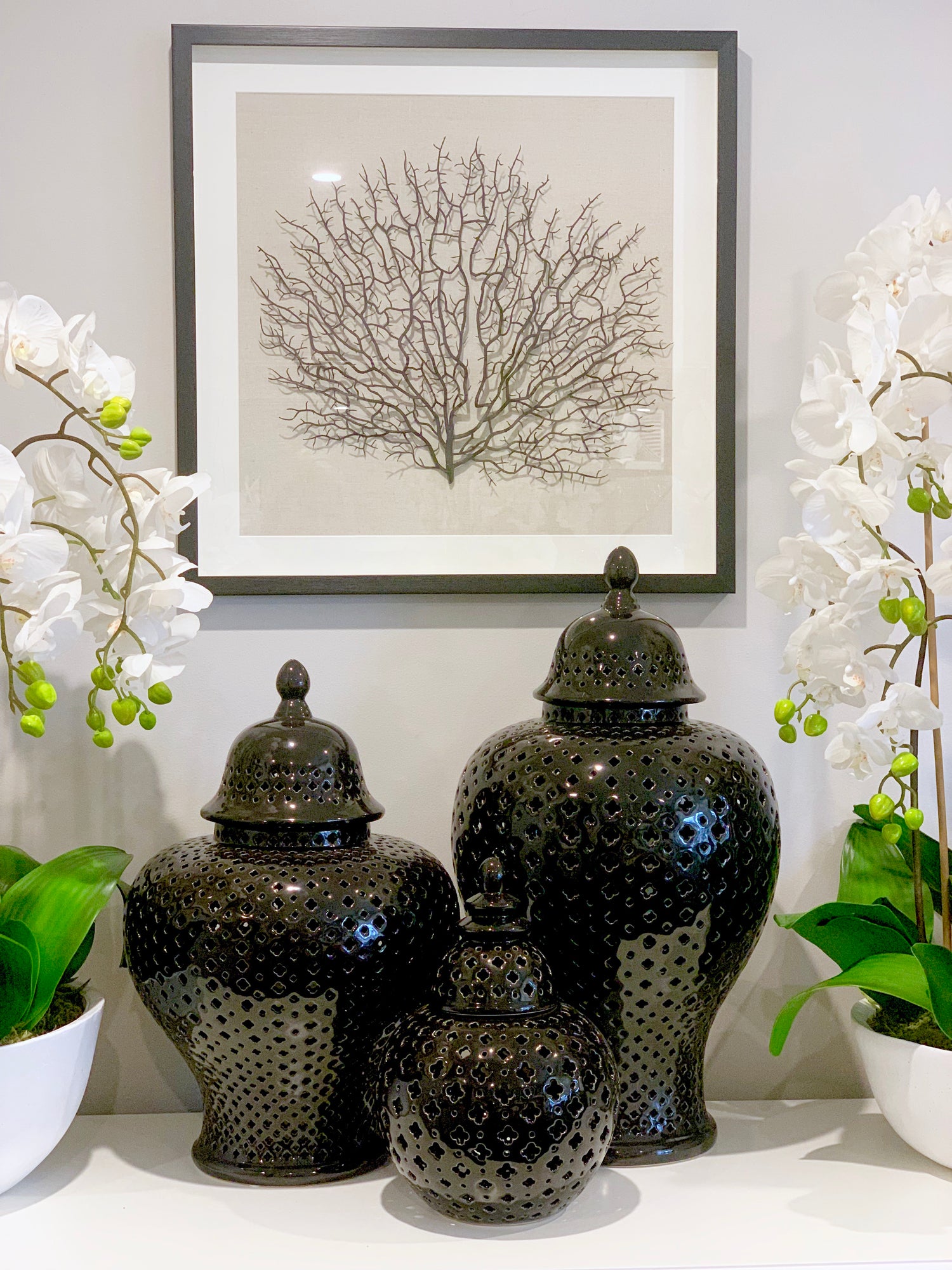 Black Framed Faux Sea Fan