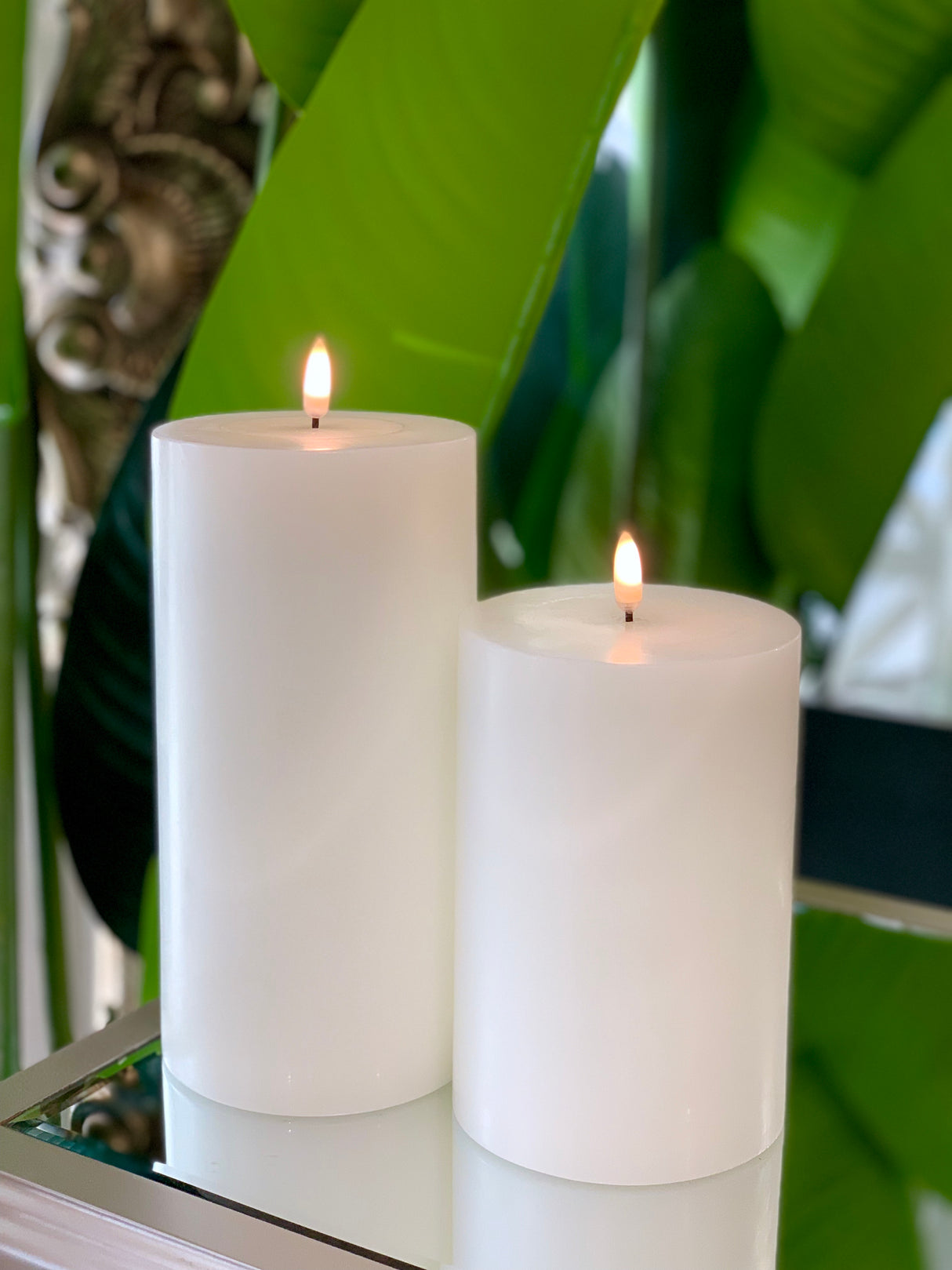 Nordic White Flameless Candle - Medium (Extra Wide)