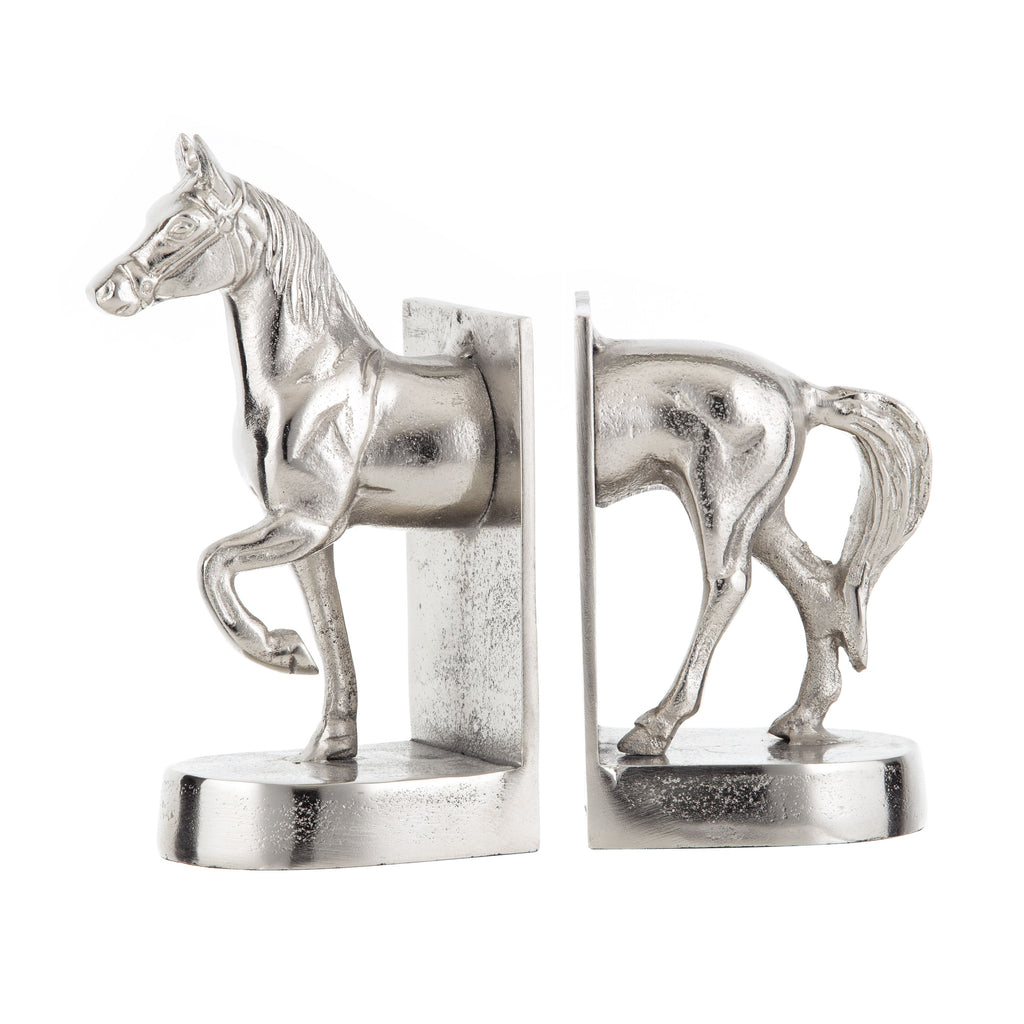 Pair Of Antique Silver Horse Book Ends - SAVE 30% OFF!