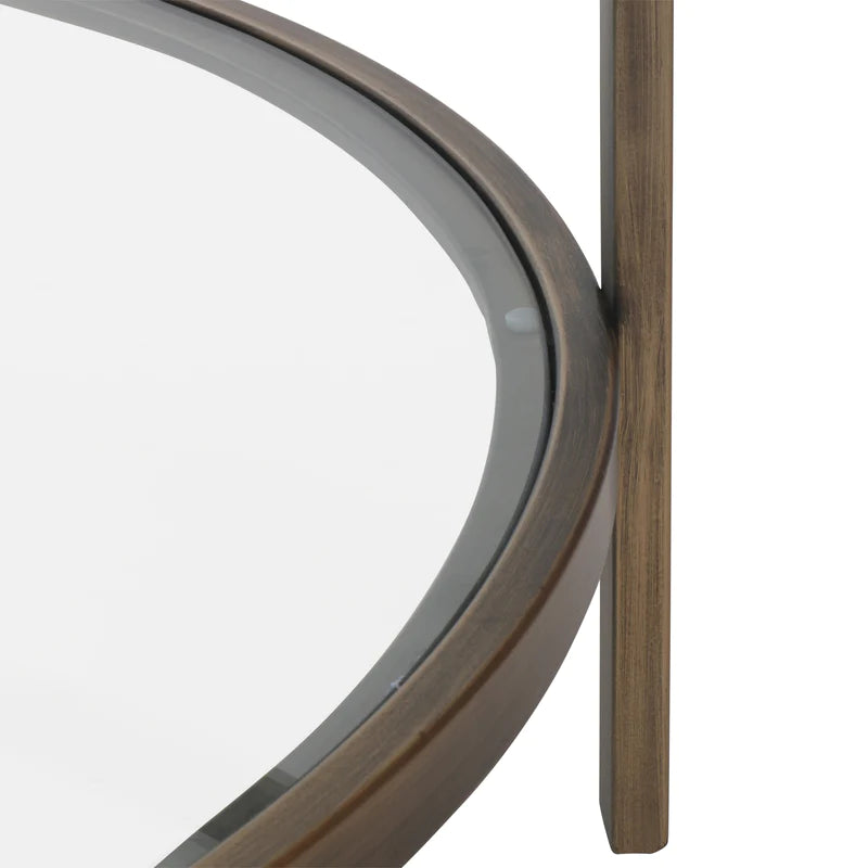 Portland Antique Brass and Glass Side Table