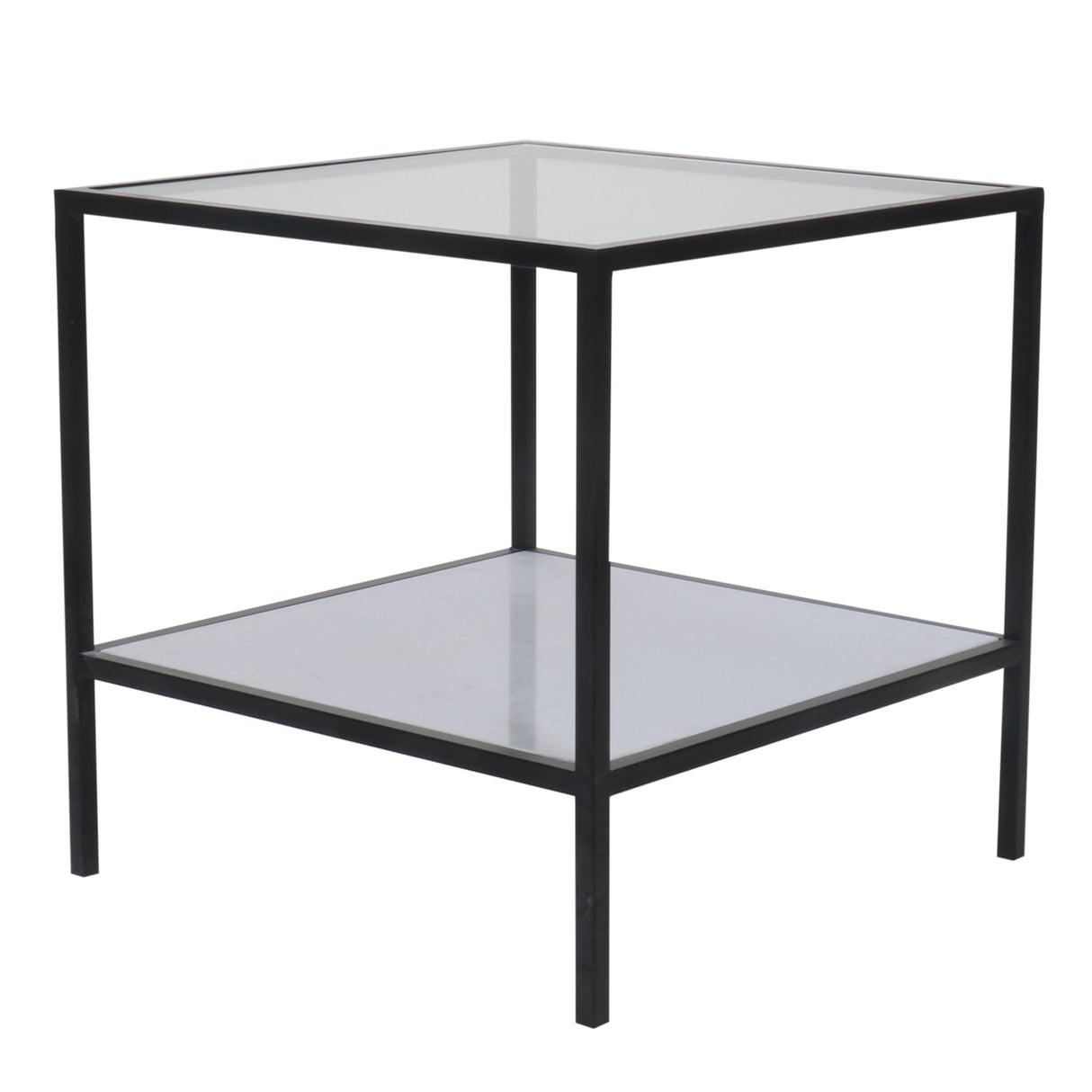 Ex-Display Square Marble & Glass Side Table