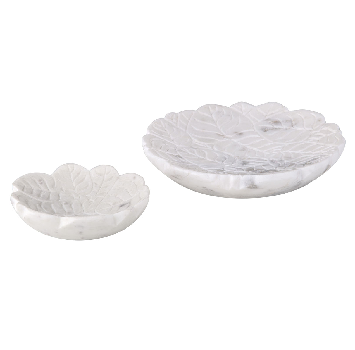 Set Of Two Marble Trinket Plates
