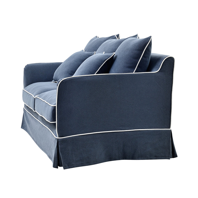 Avondale Two Seater Sofa In Navy with White Piping