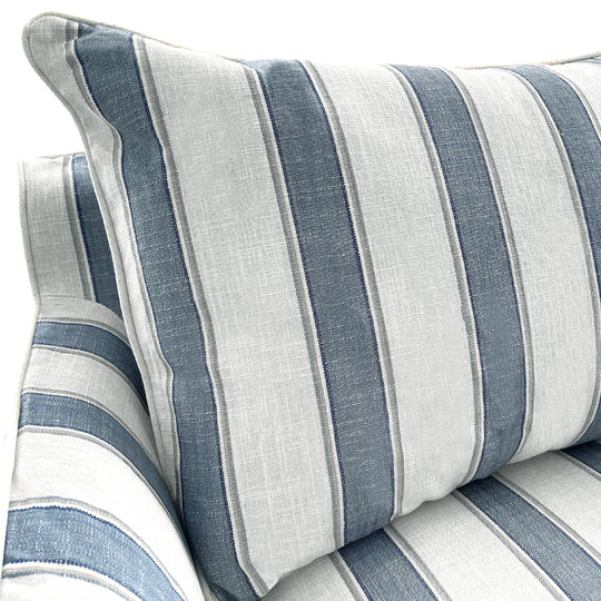 Avondale Armchair In Sky Blue Stripe with Piping
