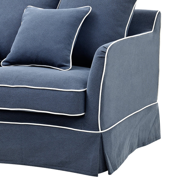 Avondale Two Seater Sofa In Navy with White Piping