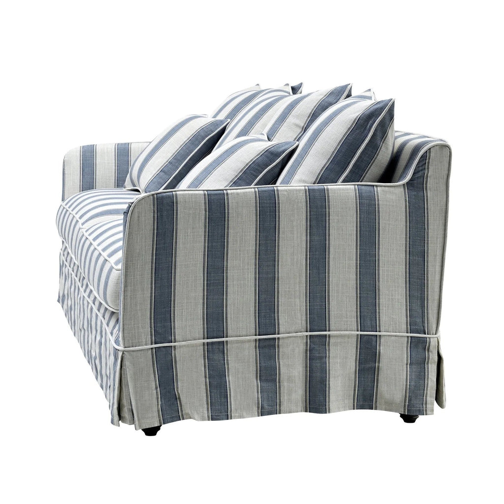 Avondale Two Seater Sofa In Sky Blue Stripe with Piping
