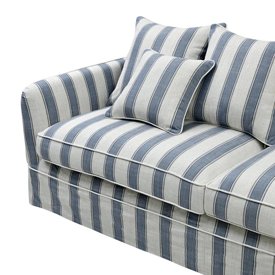 Avondale Three Seater Sofa In Sky Blue Stripe with Piping
