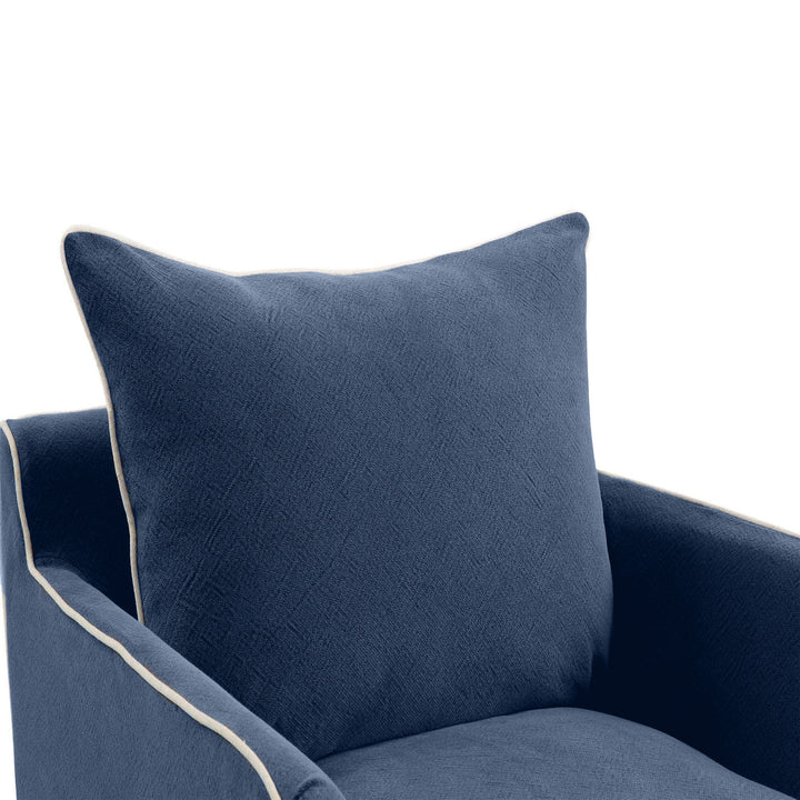 Avondale Armchair In Navy Blue with Piping