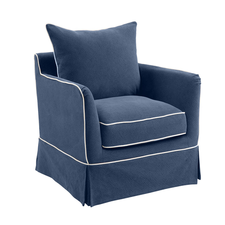 Avondale Armchair In Navy Blue with Piping