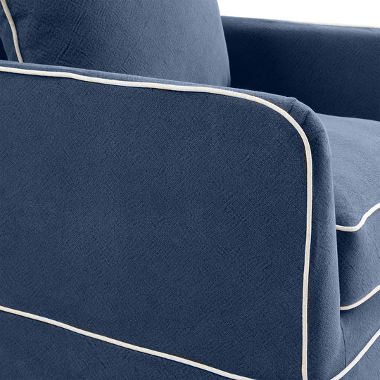 Avondale Armchair In Navy Blue with Piping