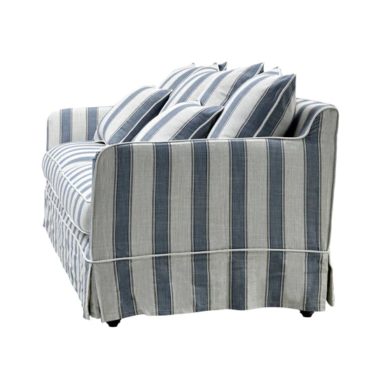 Avondale Three Seater Sofa In Sky Blue Stripe with Piping