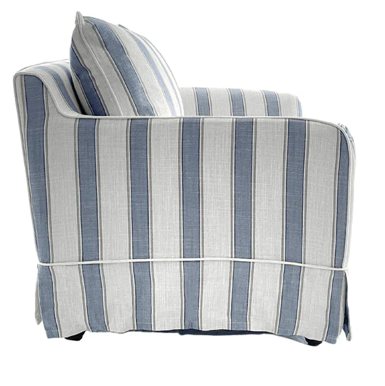 Avondale Armchair In Sky Blue Stripe with Piping