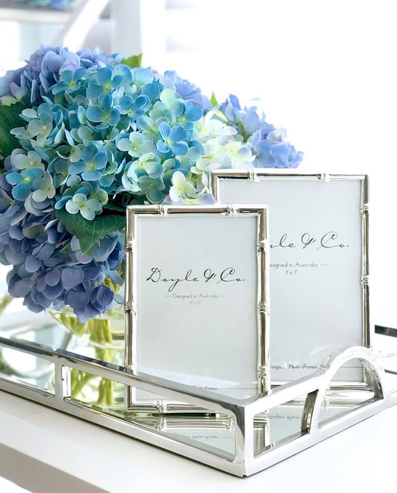 Small Luxury Silver Rectangular Mirrored Tray With Handles