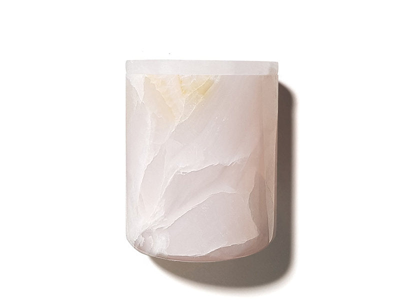 Luxury Pink Onyx Candle Holder With Jardin Candle Insert - EX DISPLAY BOX