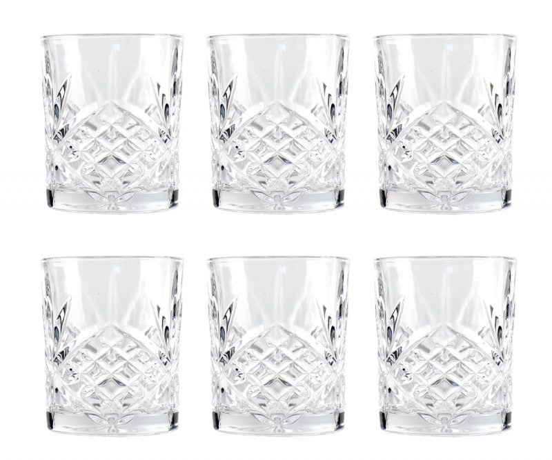 Set Of 6 Crystal Cut Tumbler Glasses