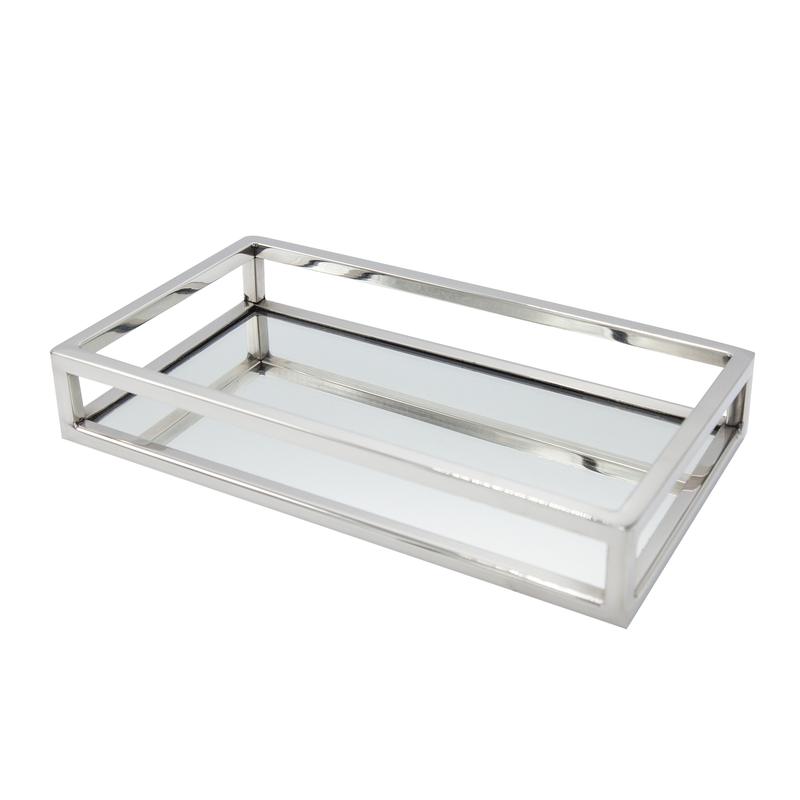Luxury Silver Rectangular Mirrored Vanity Tray