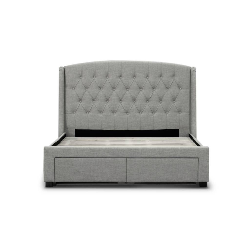 Royale Grey Upholstered Queen Size Bed Frame