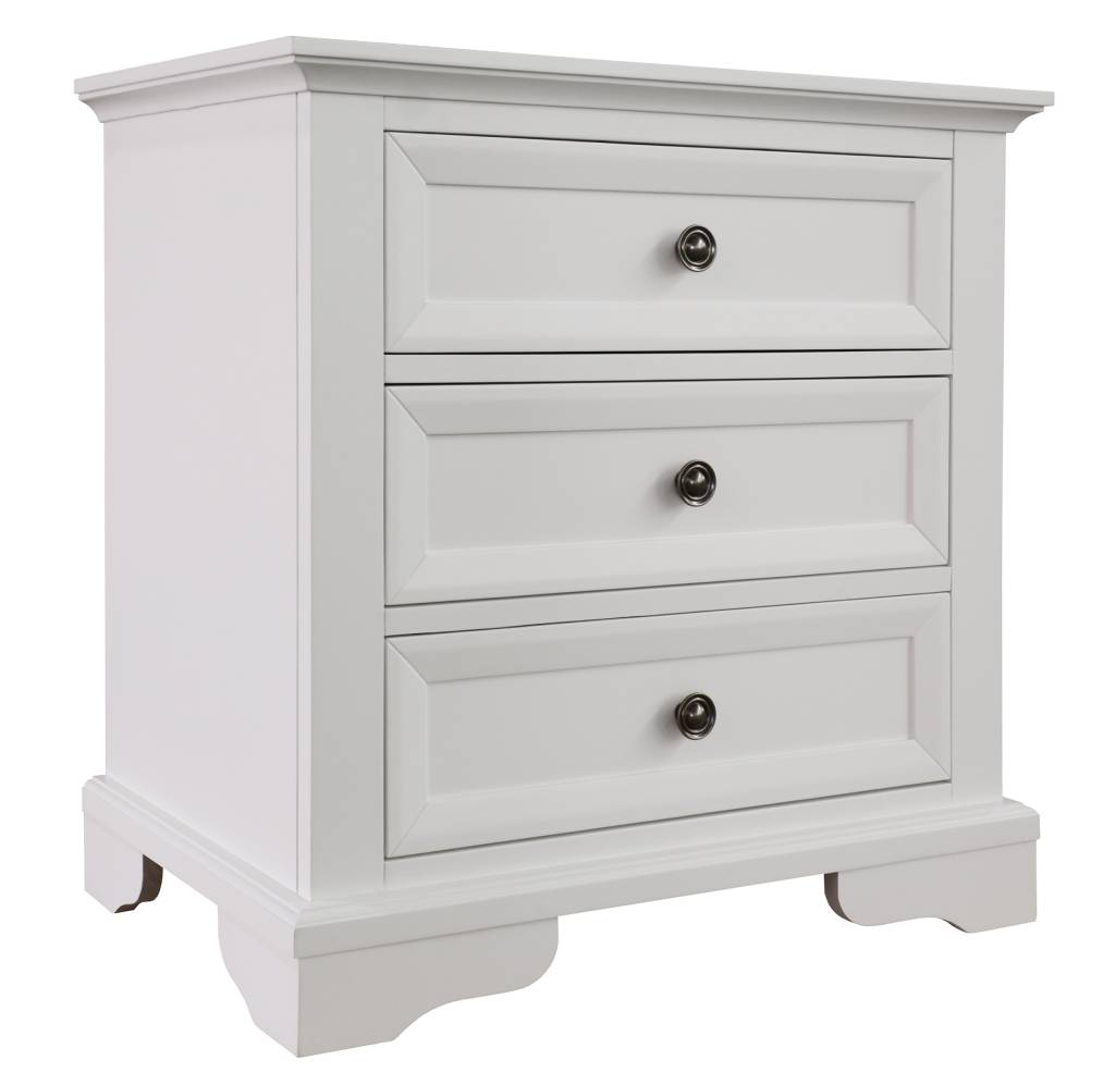 Bayview Three Drawer Bedside Table In White