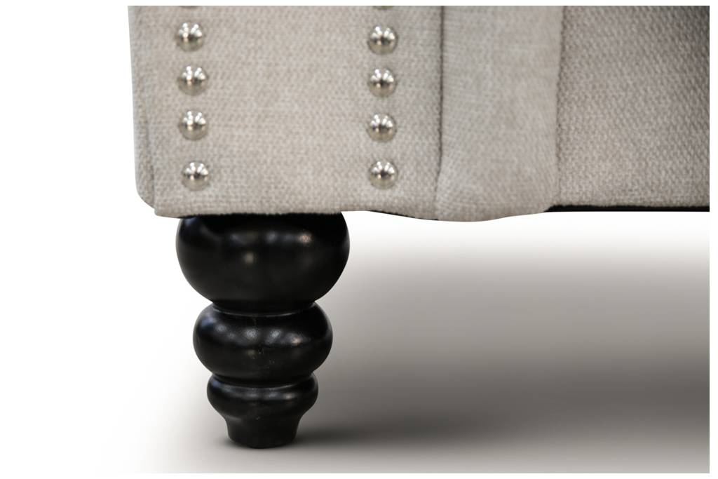 Royal Beige Linen Two & Three Seater Chesterfield Sofas With Silver Studs