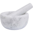 Marble mortar and pestle on a white background