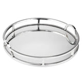 Luxury Silver Round Mirrored Tray With Handles