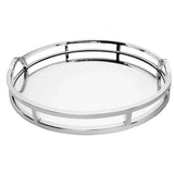 Luxury Silver Round Mirrored Tray With Handles