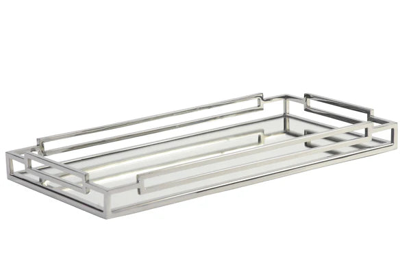 Luxury Silver Hadley Rectangular Mirrored Tray
