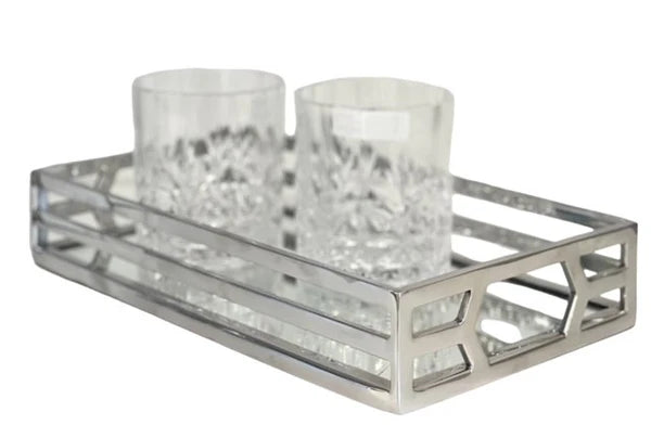 Silver Trinity Rectangular Mirrored Vanity Tray