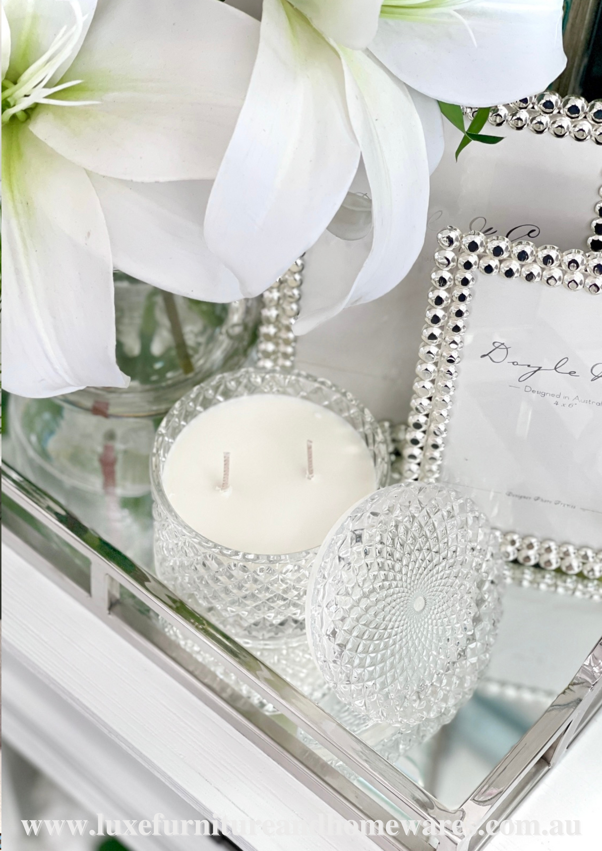 Small Crystal Cut Clear Glass Candle