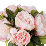 Light Pink Peony Set In Clear Glass Vase