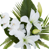 White Lily Arrangement in Glass Vase