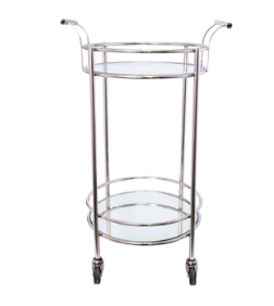 Luxurious Silver & Chrome Round Bar Cart