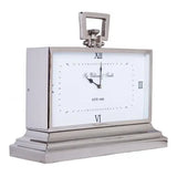 Luxury Medium Silver Nickel Mantle Clock In White