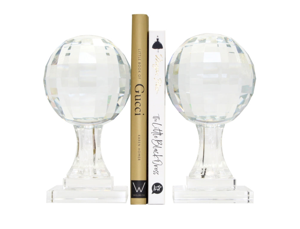 Pair Of Crystal Globe Bookends