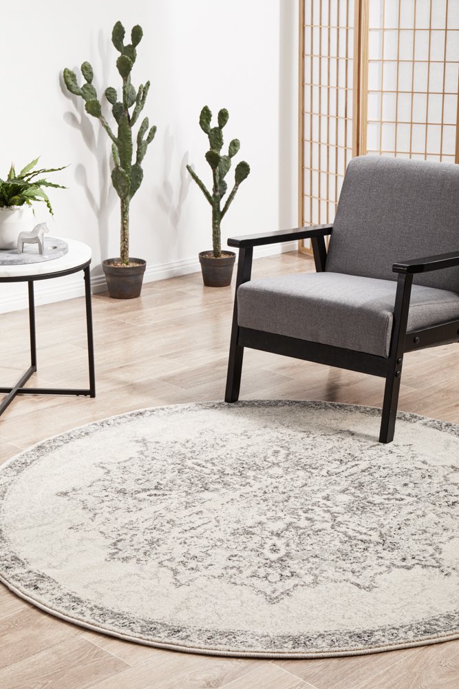 Hilton Silver Round Rug