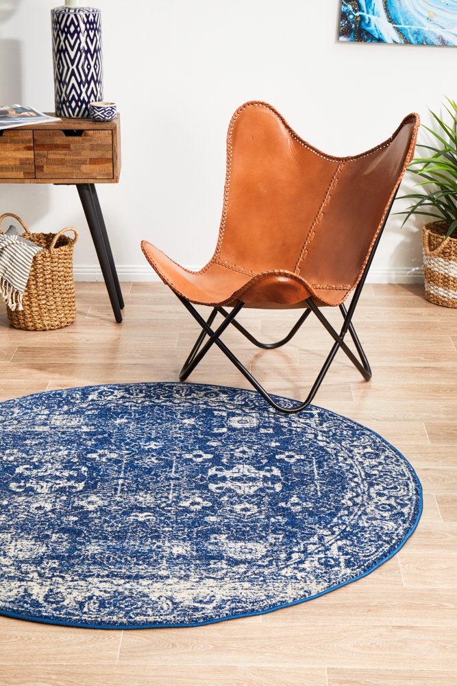 Benson Navy Round Rug