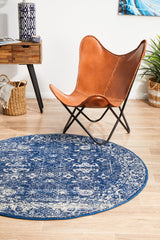 Benson Navy Round Rug