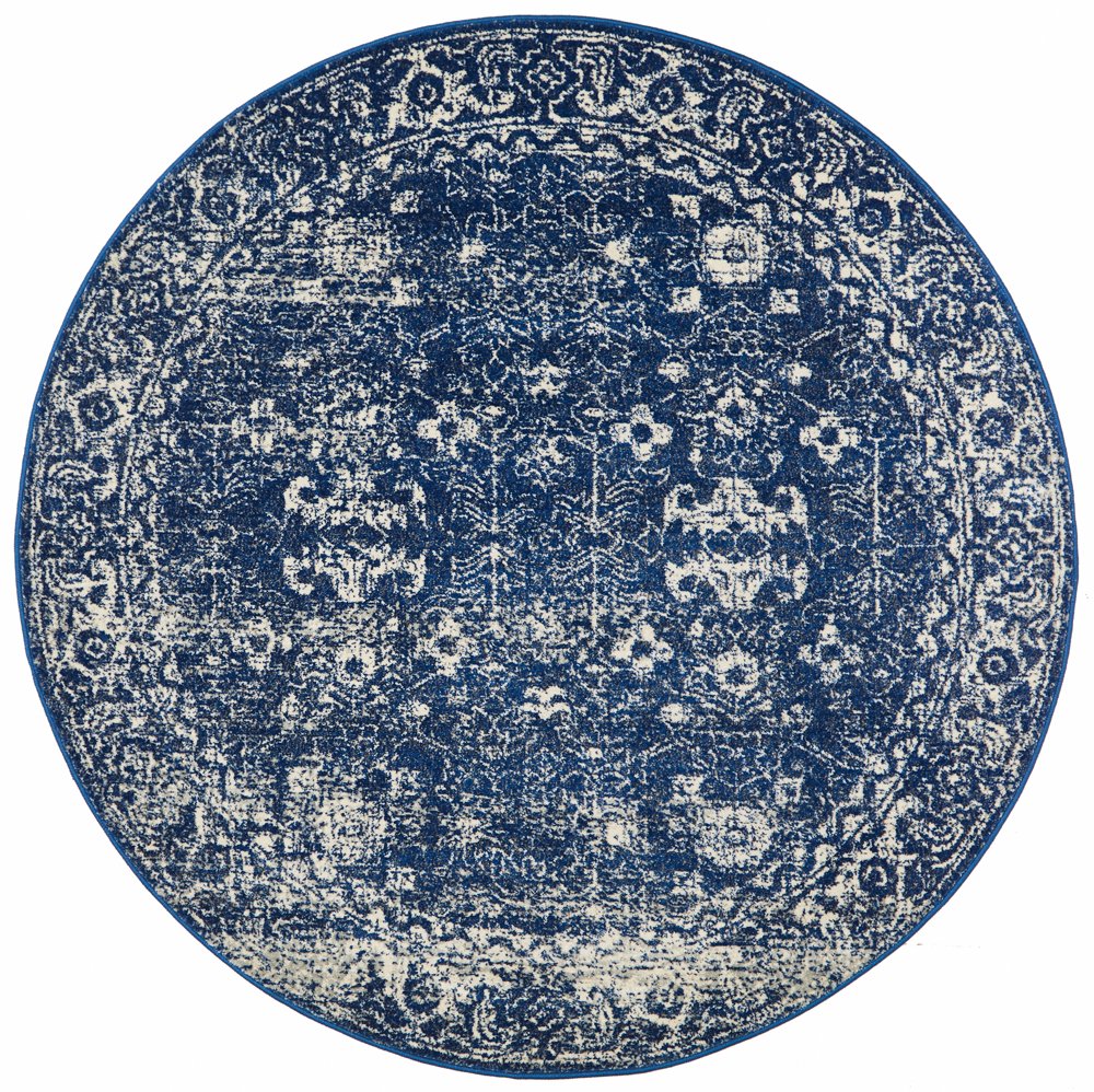 Benson Navy Round Rug