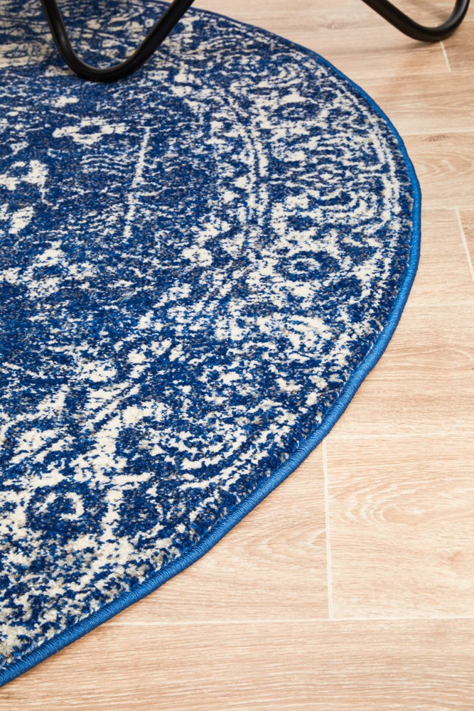 Benson Navy Round Rug