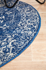 Benson Navy Round Rug