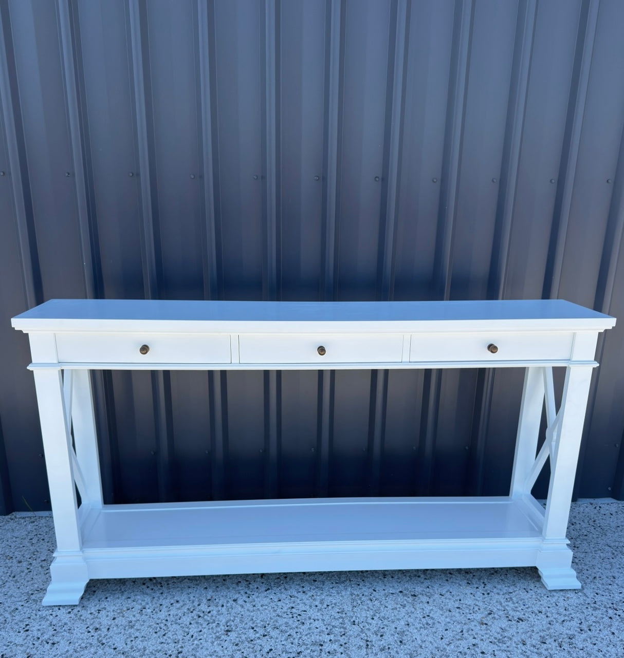 Ex-Display White Bayview Three Drawer Console Hall Table