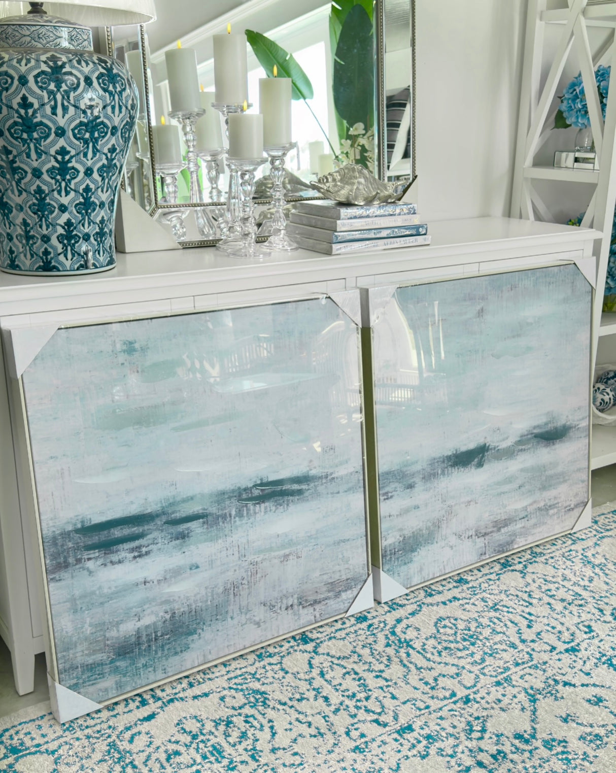 Set Of Two Seashore Framed Canvases