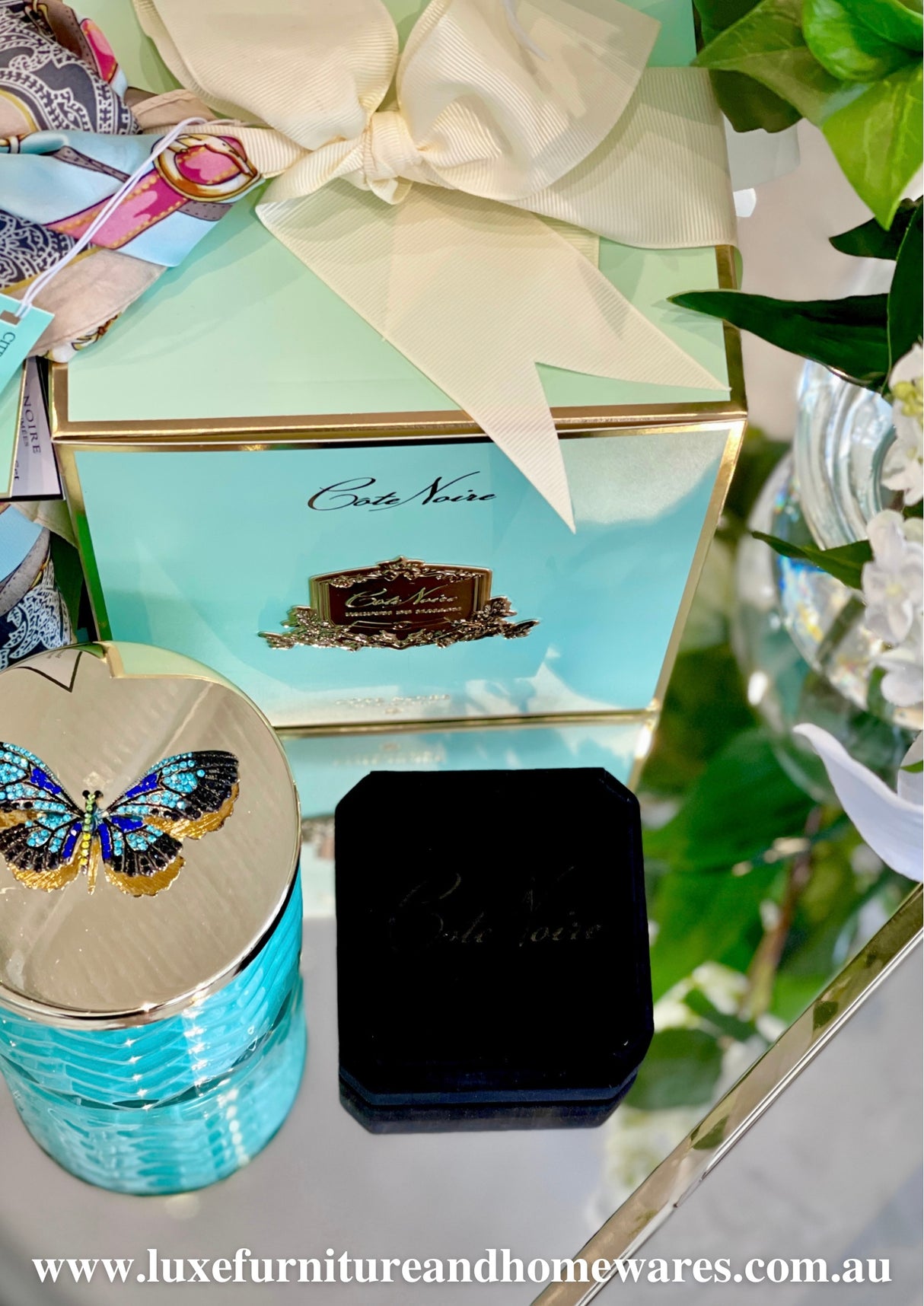 Tiffany Blue Butterfly Candle