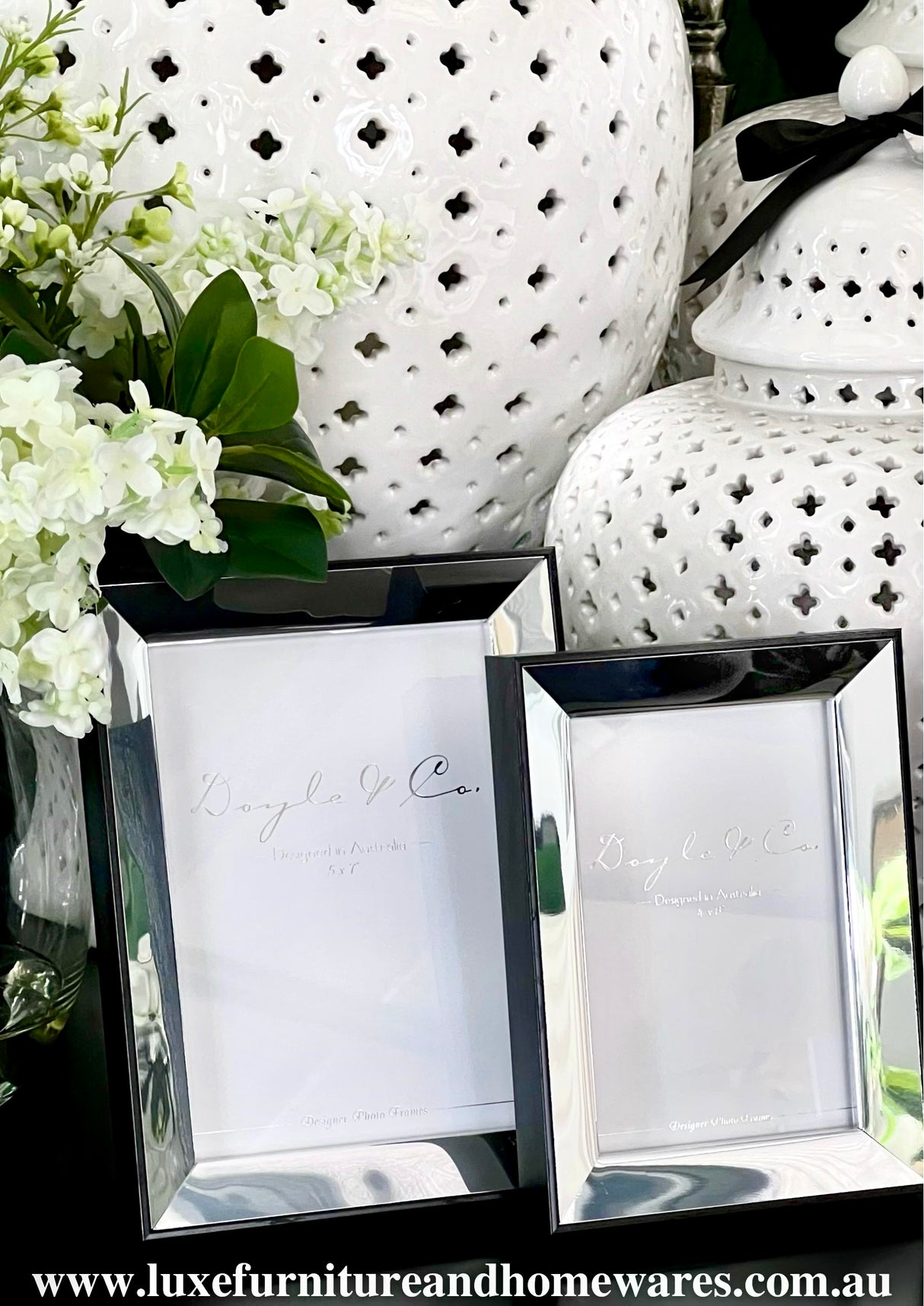 Mirrored Photo Frames with Black Border