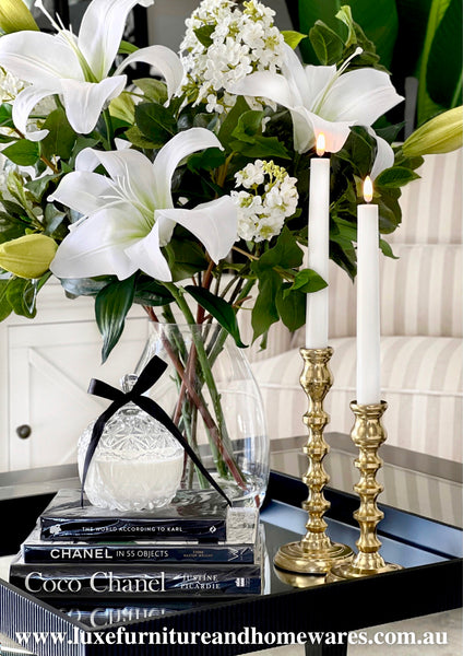 Pair of Brushed Gold Tapered Candlesticks - SAVE 30% OFF!