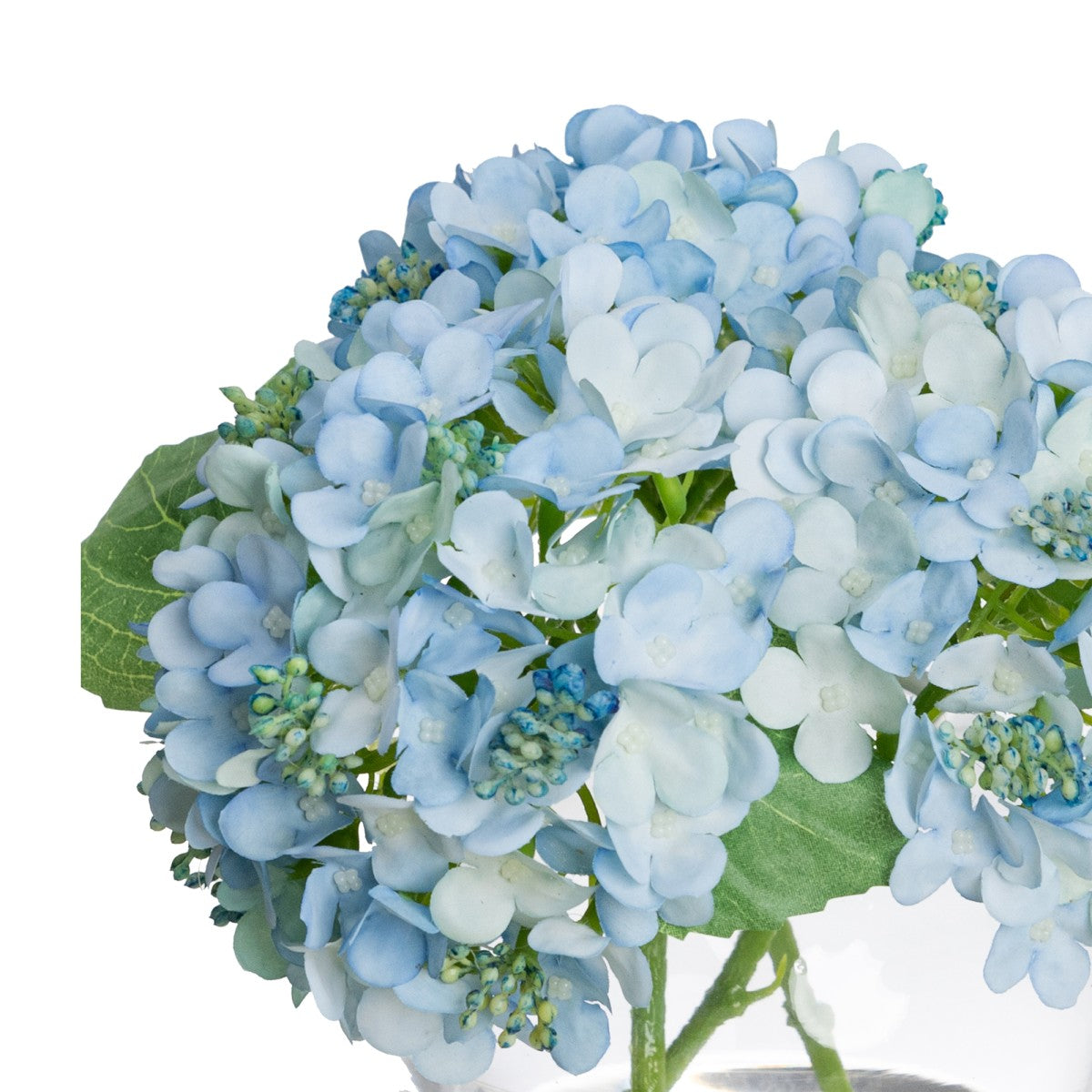 Soft Blue Hydrangea Mix In Sphere Vase