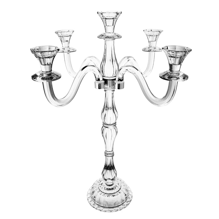 Crystal Glass Five Arm Candelabra