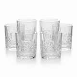 Set of Six Acrylic Crystal Cut Tumblers With Silver Rim