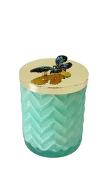 Cote Noire Tiffany Blue Butterfly Candle With Scarf & Brooch