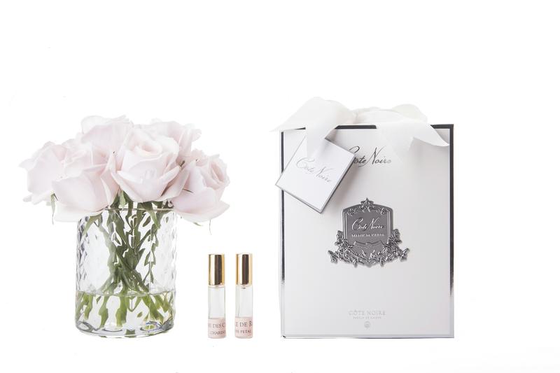 Côte Noire French Pink Rose Buds In Clear Herringbone Glass